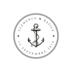 Tampon en bois personnalisé ancre marine mariage