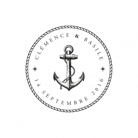 Tampon en bois personnalisé ancre marine mariage