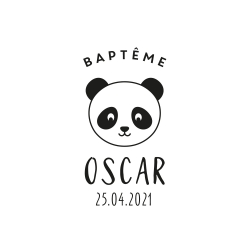 Tampon baptême tête de panda 2
