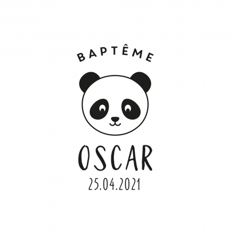 Tampon baptême tête de panda 2