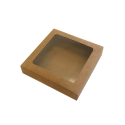 Boîte kraft carrée avec fenêtre transparente