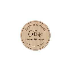 Badge en bois personnalisé témoin mariage