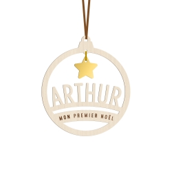 Boule de Noël en bois personnalisée avec prénom