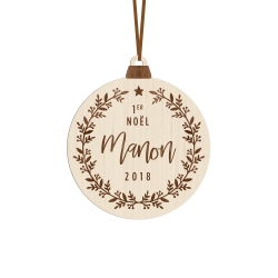 Boule de Noël en bois personnalisée Mon premier Noël