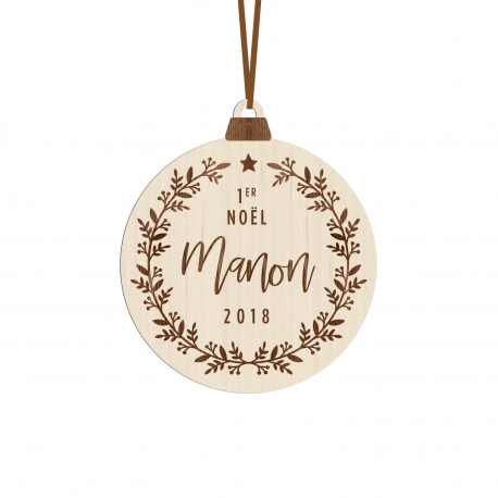 Boule de Noël en bois personnalisée Mon premier Noël