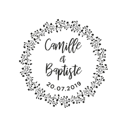 Tampon mariage personnalisé couronne de gypsophile