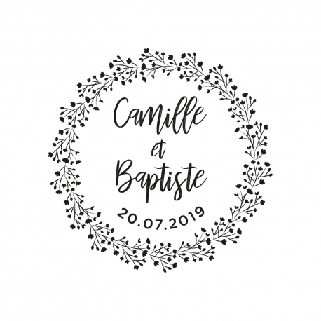 Tampon mariage personnalisé couronne de gypsophile