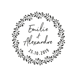 Tampon mariage personnalisé couronne de fleurs printanières