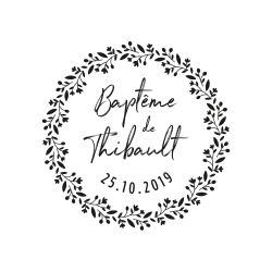 Tampon baptême personnalisé couronne printanière
