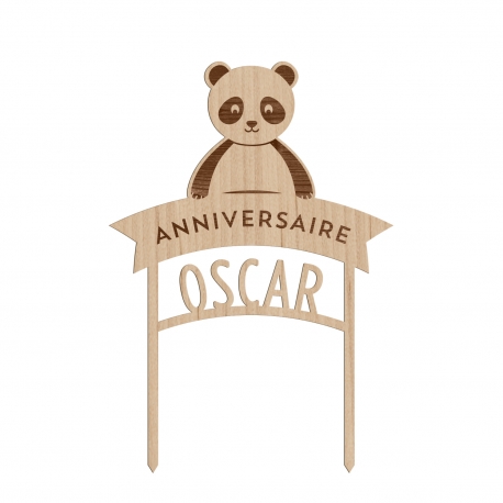Cake topper anniversaire personnalisé thème panda
