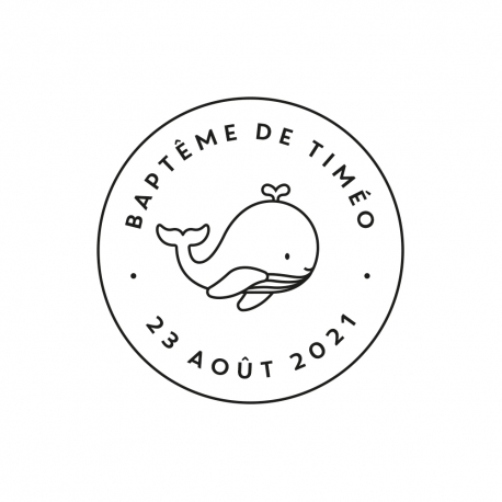 Tampon baptême personnalisé illustration baleine