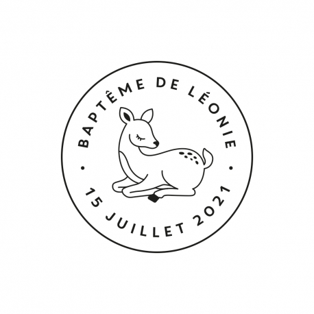 Tampon baptême personnalisé faon biche