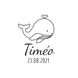 Tampon personnalisé naissance thème marin illustration baleine