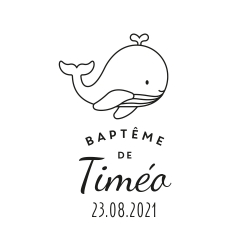 Tampon baptême personnalisé illustration baleine