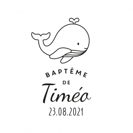 Tampon baptême personnalisé illustration baleine