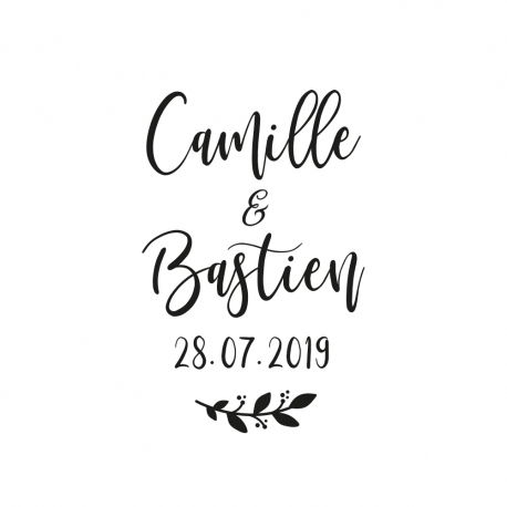 Tampon mariage personnalisé calligraphie moderne