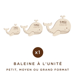 Baleine en bois personnalisée avec prénom et date