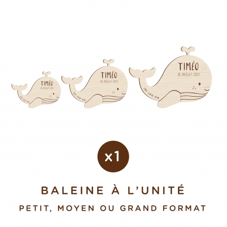 Baleine en bois personnalisée avec prénom et date