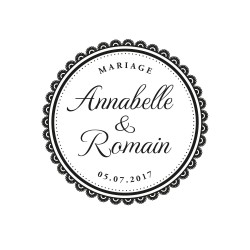 Tampon mariage personnalisé motif dentelle