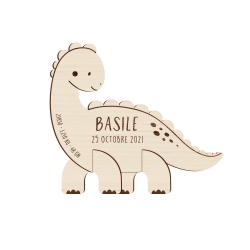 Faire-part naissance original en bois dinosaure