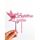 Cake topper baptême personnalisé colombe plexiglas rose