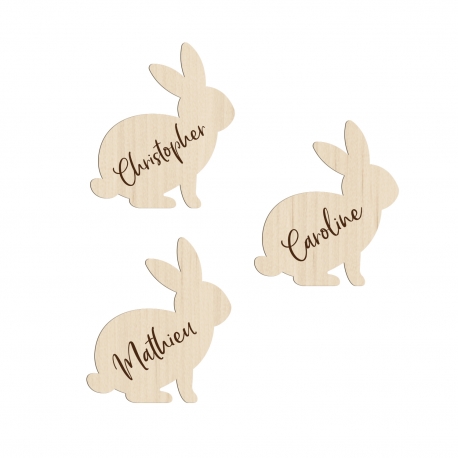 Marque-places personnalisés baptême ou anniversaire forme lapin