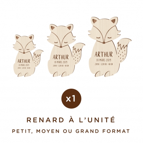 Renard en bois personnalisé avec prénom et date