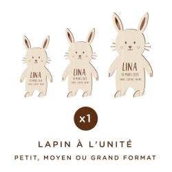 Lapin en bois personnalisé avec prénom et date
