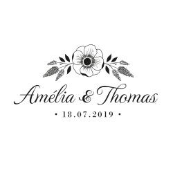 Tampon mariage personnalisé anémone champêtre