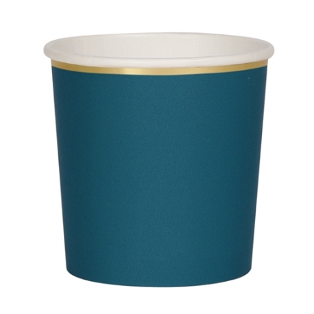 Gobelet bleu vert finition or