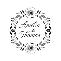 Tampon mariage personnalisé couronne estivale