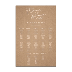 Plan de table personnalisé mariage format XXL fond kraft