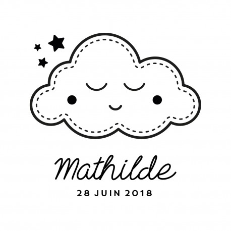 Tampon naissance personnalisé nuage et étoiles