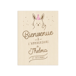Panneau de bienvenue personnalisé anniversaire lapin