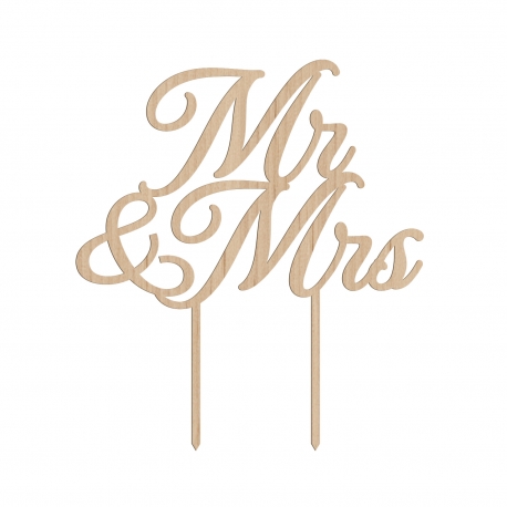 Cake topper mariage en bois Mr & Mrs