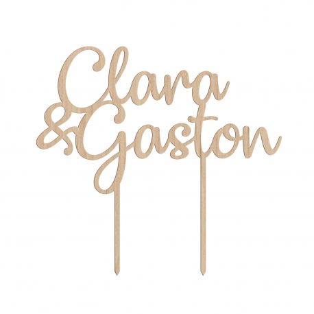 Cake topper personnalisé mariage calligraphie prénoms