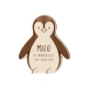 Faire-part naissance en bois original pingouin
