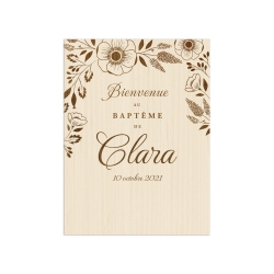 Panneau de bienvenue personnalisé baptême fleuri