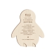 Invitation baptême Pingouin en bois 3D