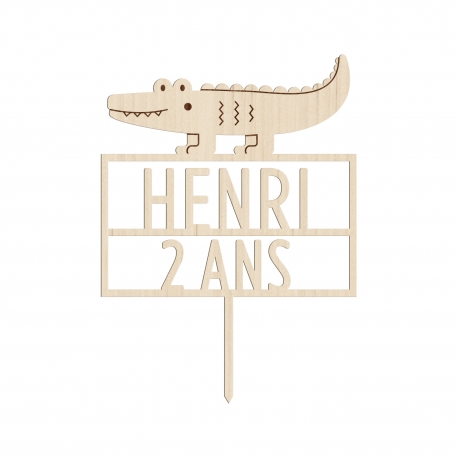 Cake topper personnalisé crocodile thème jungle