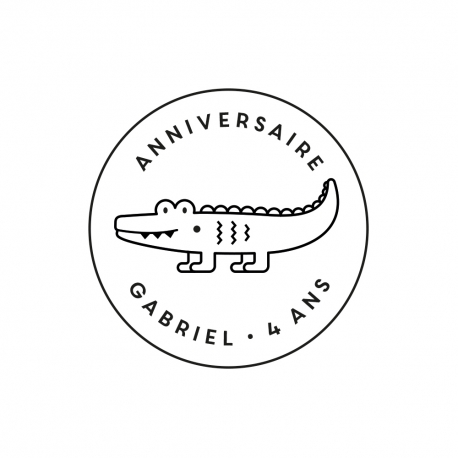 Tampon encreur personnalisé crocodile anniversaire jungle