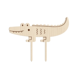 Cake topper en bois crocodile thème jungle