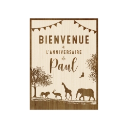 Panneau de bienvenue personnalisé anniversaire thème savane