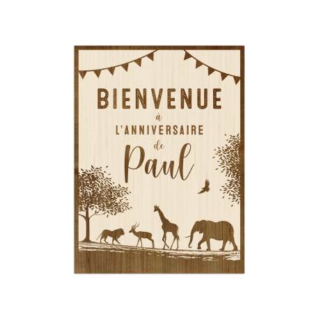 Panneau de bienvenue personnalisé anniversaire thème savane