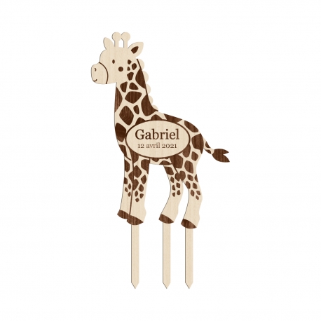 Cake topper anniversaire personnalisé girafe thème savane