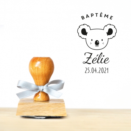 Tampon encreur personnalisé baptême koala
