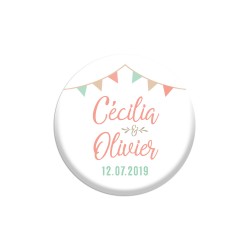 Magnet personnalisé mariage guinguette fanions pastel
