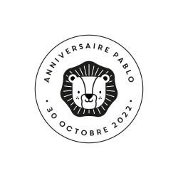 Tampon personnalisé en bois lion thème savane