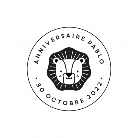 Tampon personnalisé en bois lion thème savane