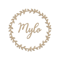 Enseigne murale chambre d'enfant couronne végétale en bois